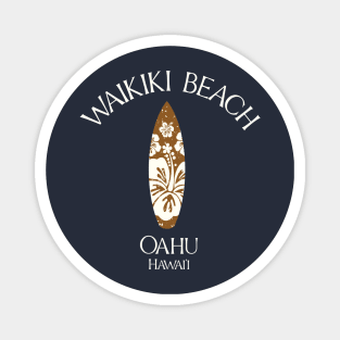 Waikiki Beach Oahu Hawaii Vintage Surfboard Magnet